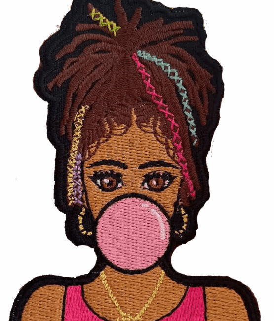 Melanin gum popping iron on patch