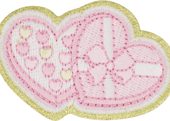 Pink total betty heart iron on patch
