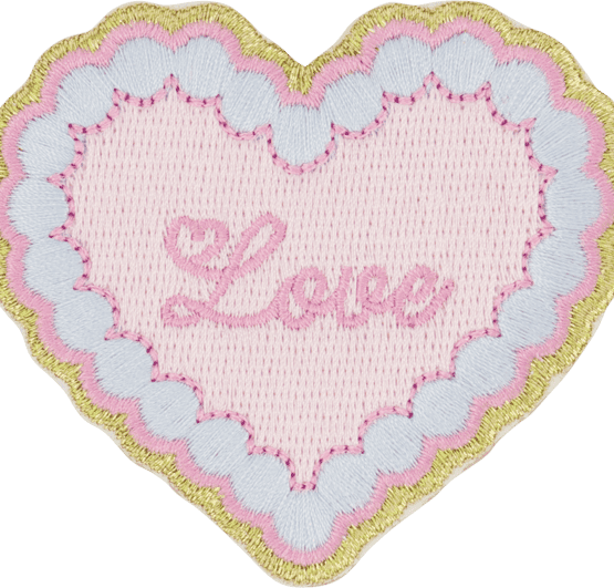 Pink total betty heart iron on patch