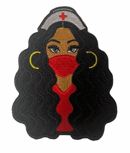 Melanin nurse afro iron on patch