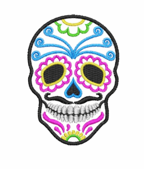 La Muerte skull iron on patch