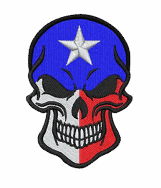 Flag star skull iron on patch
