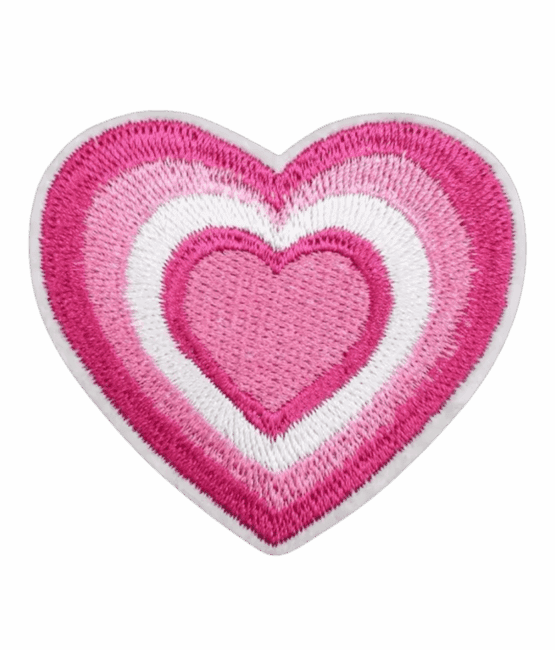 Pink heart iron on valentine patch