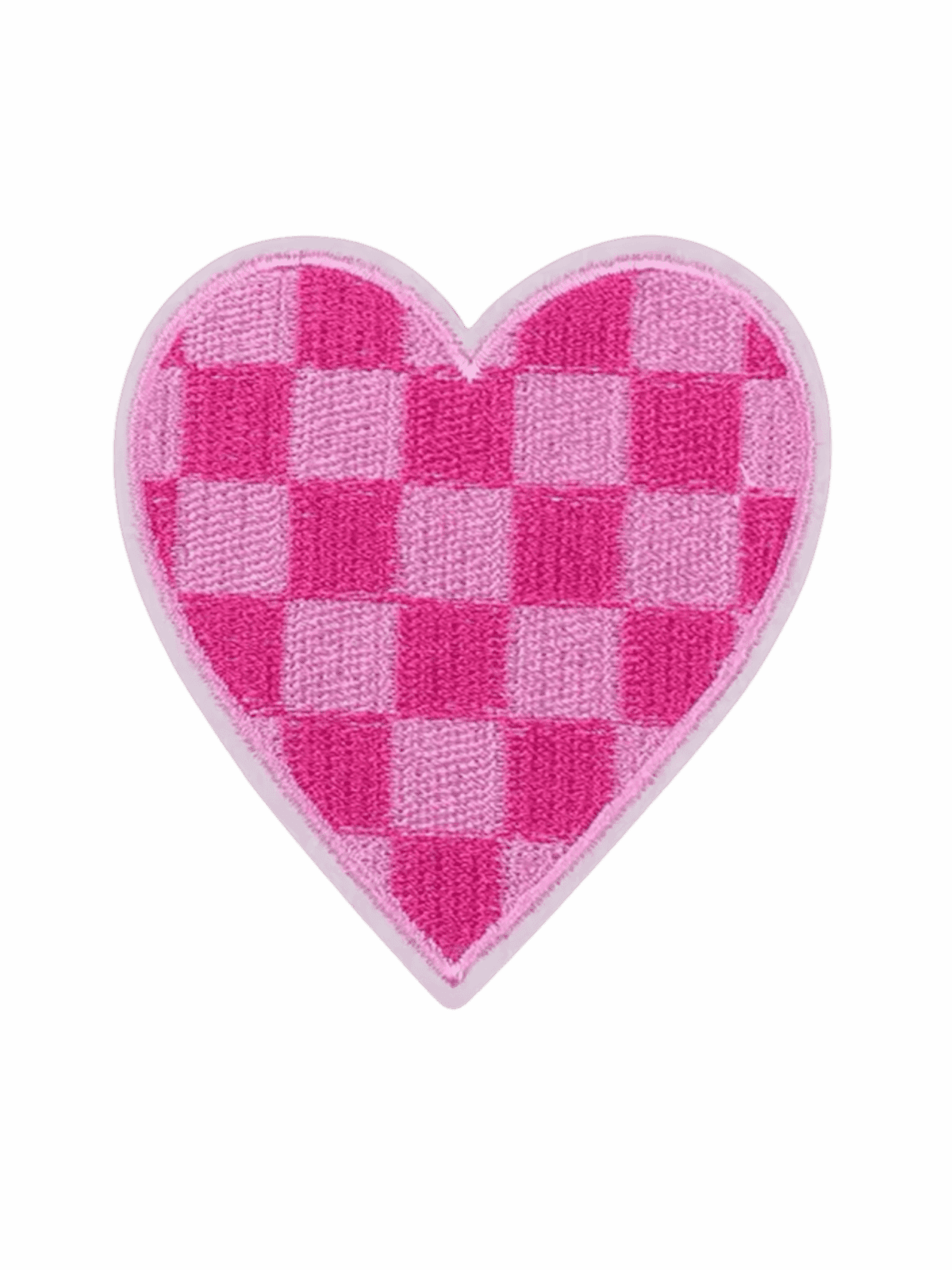 Pink checkered heart iron on valentine patch