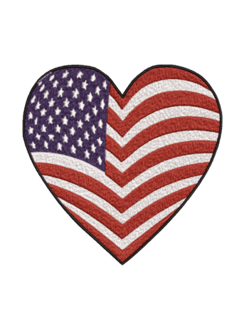 Heart iron on American flag patch