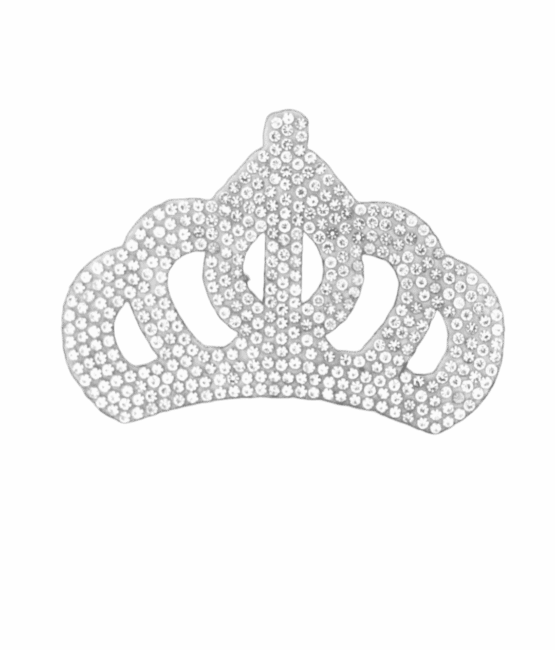 Silver Crown Rhinestone iron on patch