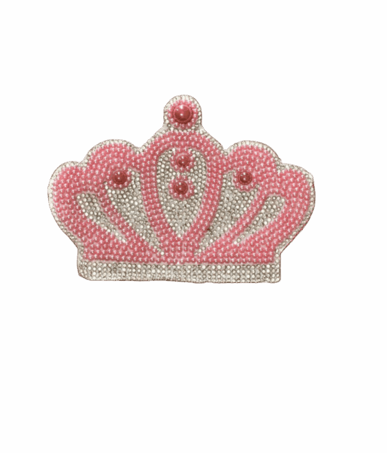 large Pink Crown Rhinestone applique
