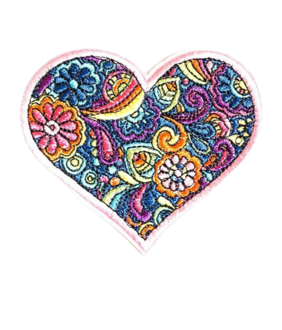 Flower Heart Embroidered Iron on patch