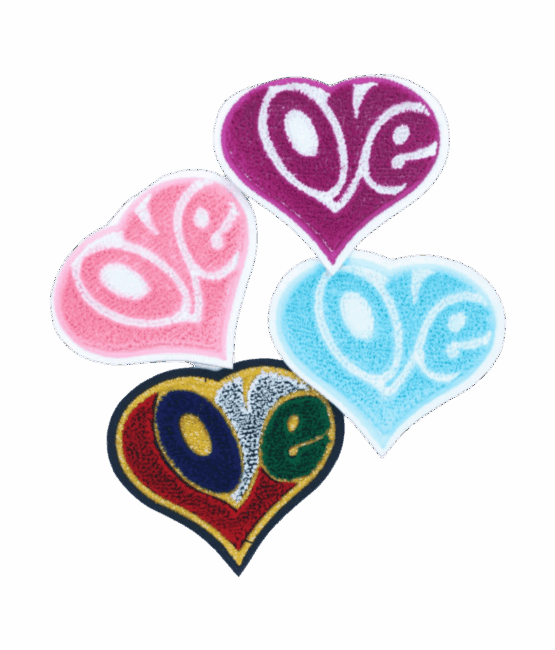 Smooth love heart iron on chenille patches
