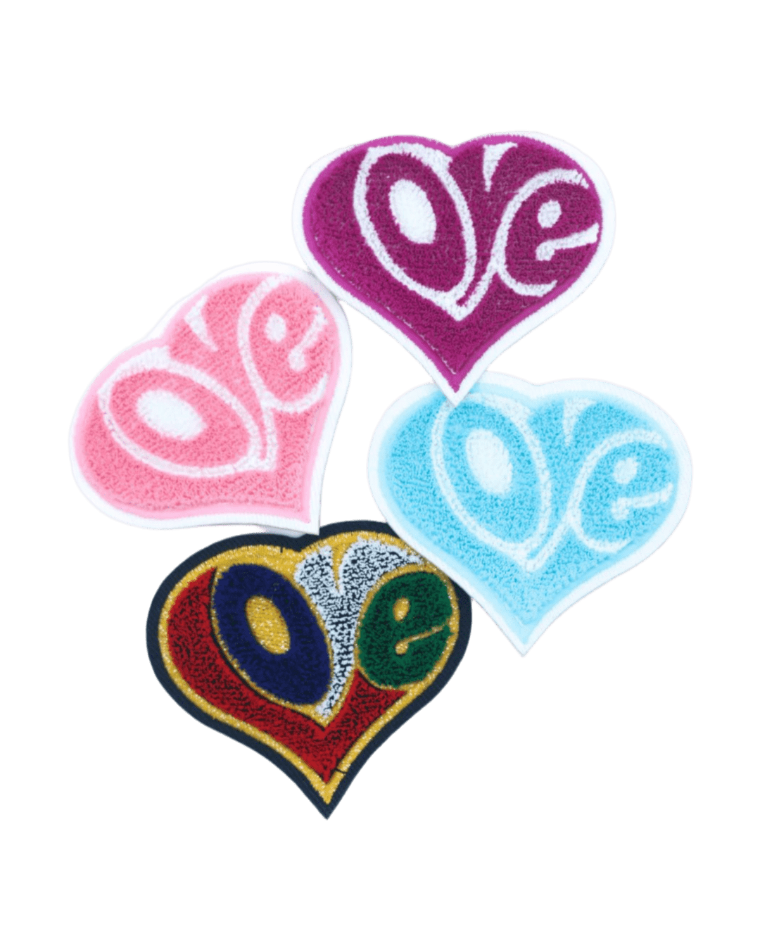 Smooth love heart iron on chenille patches