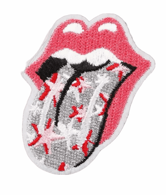 Pink mouth iron on patch