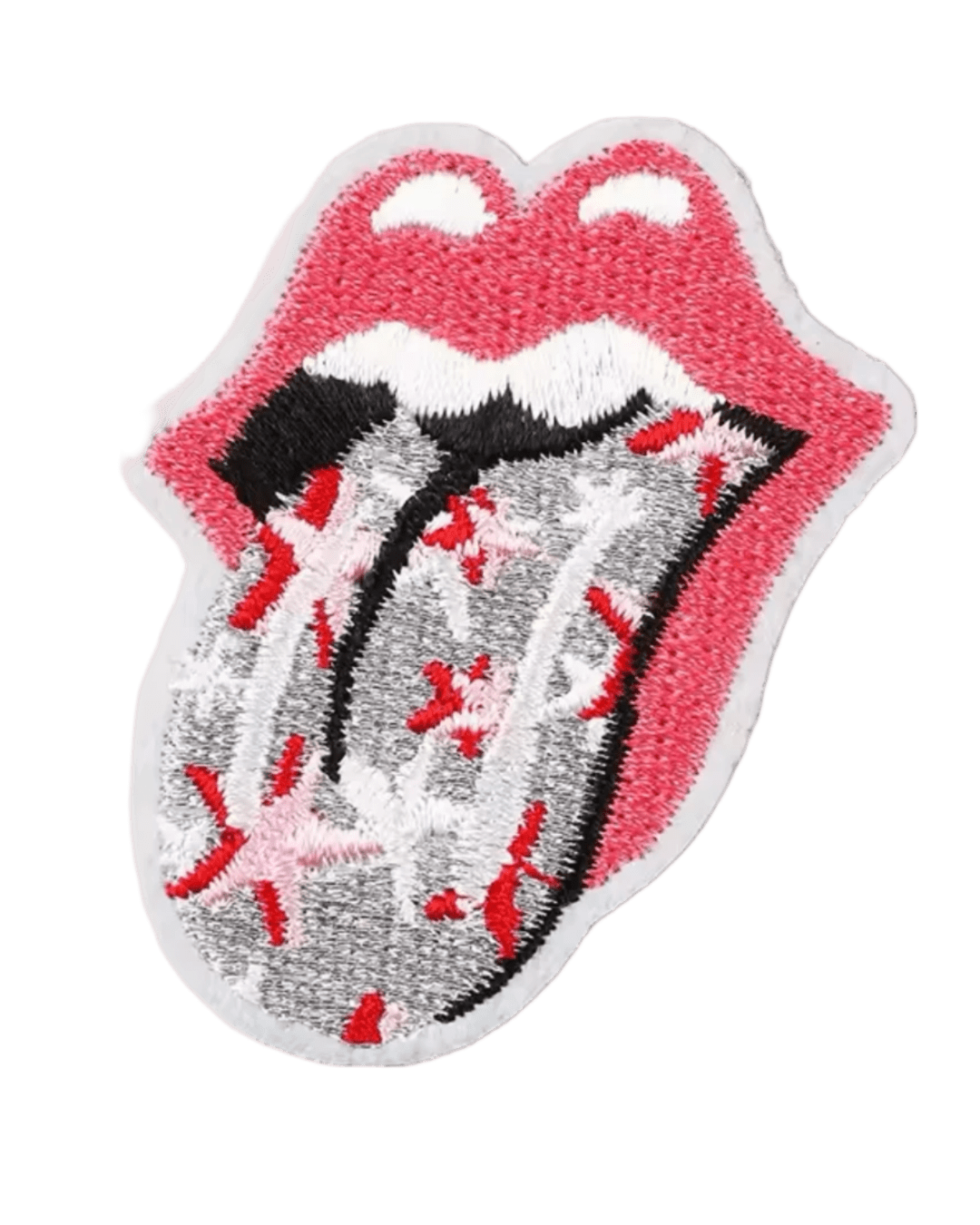 Pink mouth iron on patch