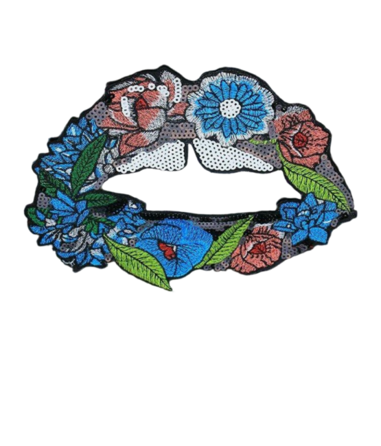 large flower sequin lips patches