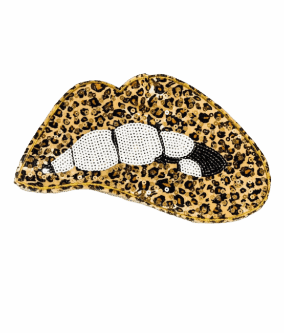 Leopard lip sequin embroidered patch