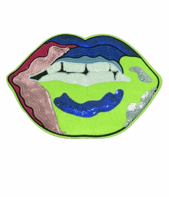 New neon lip sequin patch