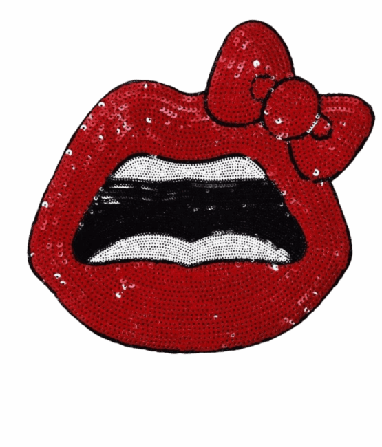 New Beautiful large red lip iron-on Sequin patch