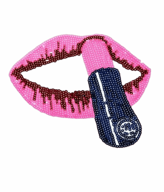 Lip iron on embroidery unique sequin patch