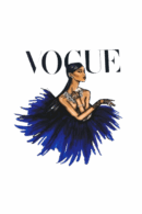 Blue Fashion girl vogue heat transfer