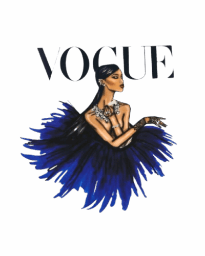 Blue Fashion girl vogue heat transfer