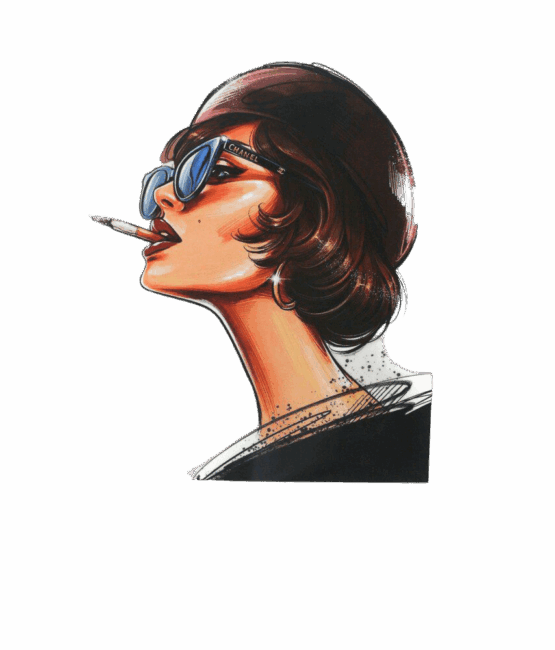 CC Lady smoke Heat transfer screen print