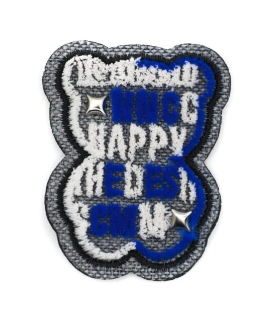 Happy blue bear iron on chenille patches
