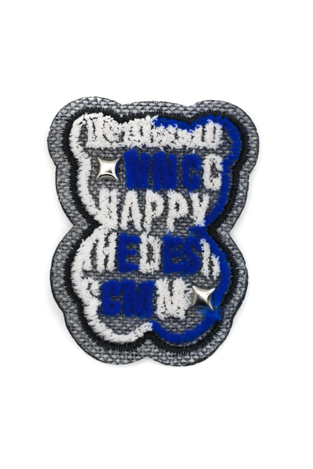 Happy blue bear iron on chenille patches