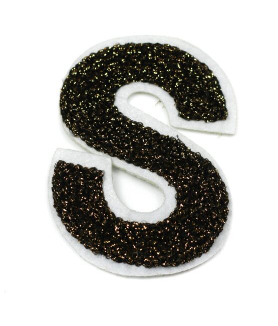 Polar gold S sequin embroidery patches