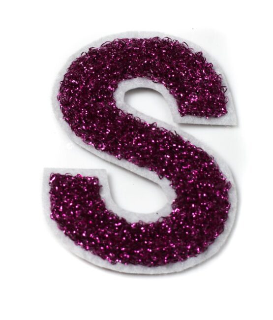 Polar pink S sequin embroidery patches