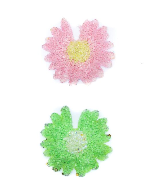 Flower iron on rhinestone patches