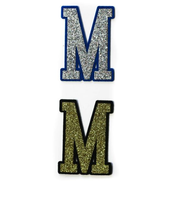 Letter M glitter iron on patches