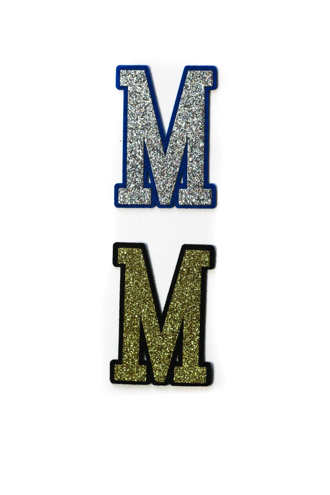 Letter M glitter iron on patches