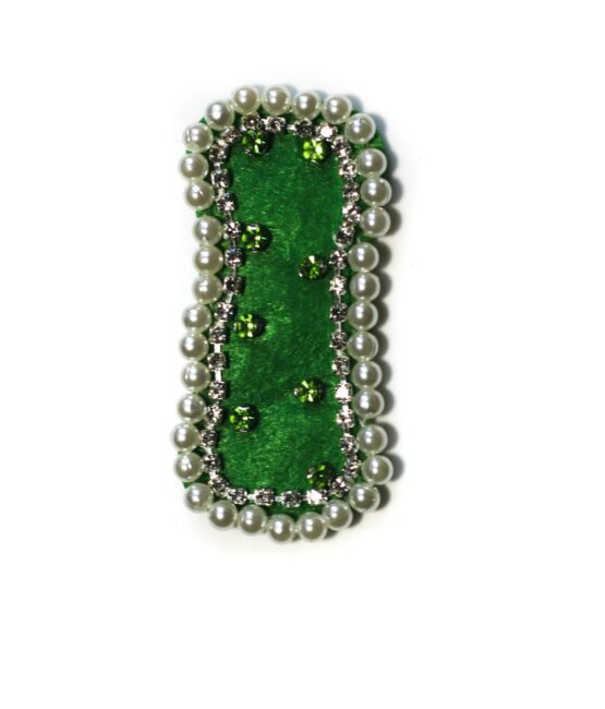 Green letter I beaded patch