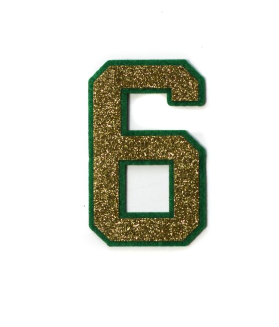 Number 6 glitter iron on patches