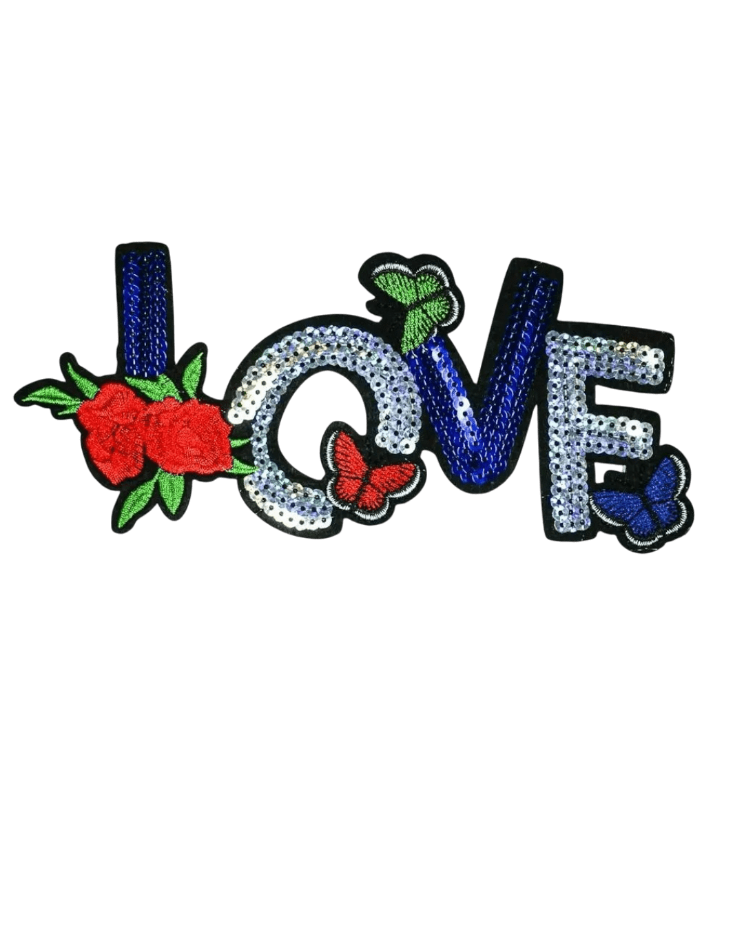 Colorful love sequin embroidery patch