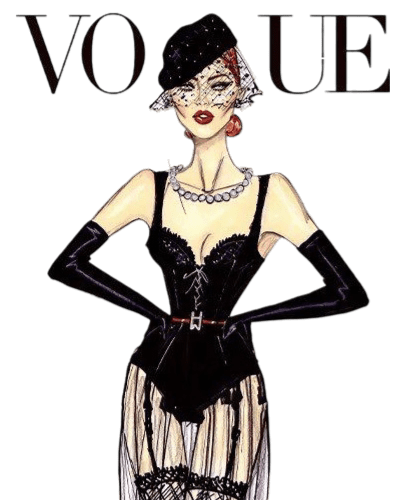 Black vogue screen print iron on appliqué
