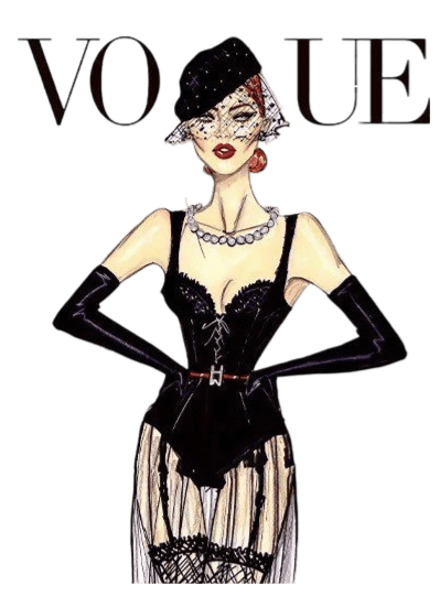 Black vogue screen print iron on appliqué