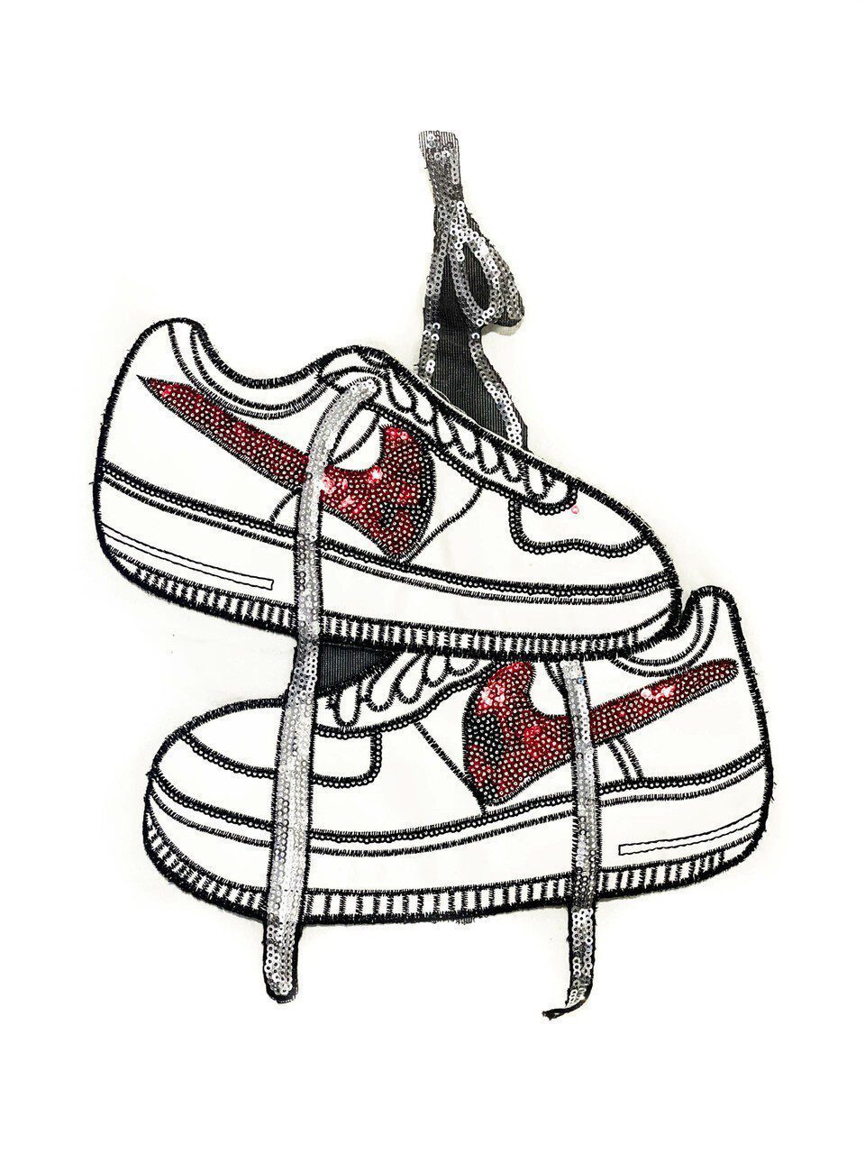 Large Shoe sequin Embroidered patch