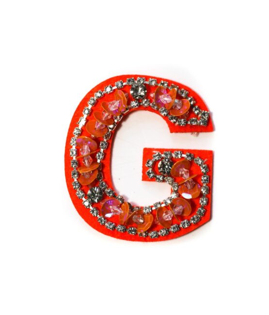 Beaded G Rhinestone iron on patches