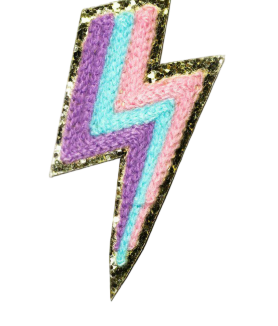 Colorful Sequin Chenille Bolt Iron on patch
