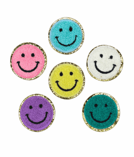 Colorful chenille smiley patch