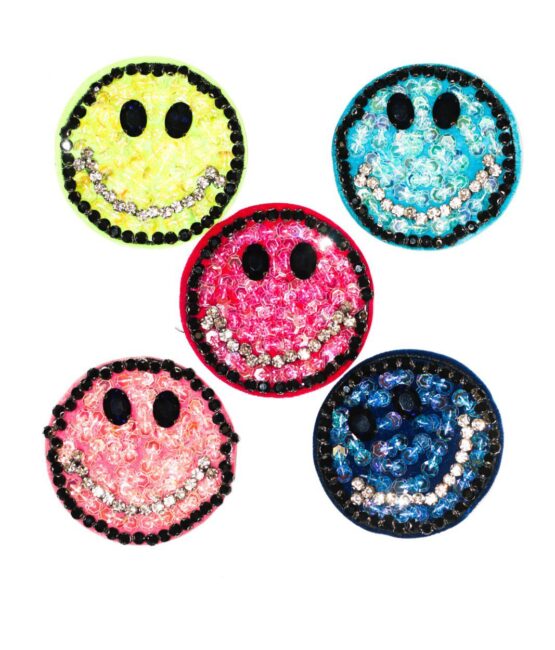 Beaded sequin smiley patch