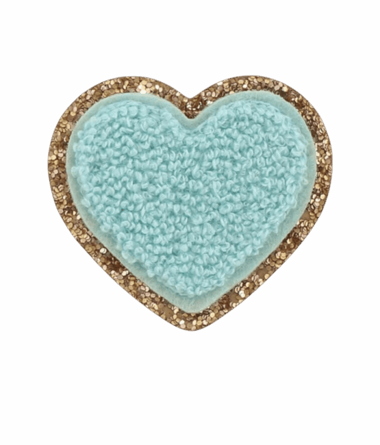 Glitter heart iron on chenille patches