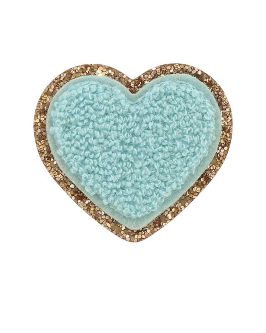 Glitter heart iron on chenille patches