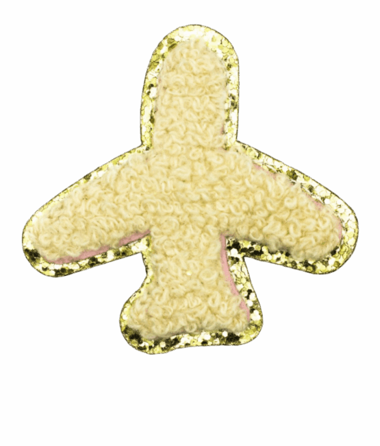 Glitter Plane gold chenille patches