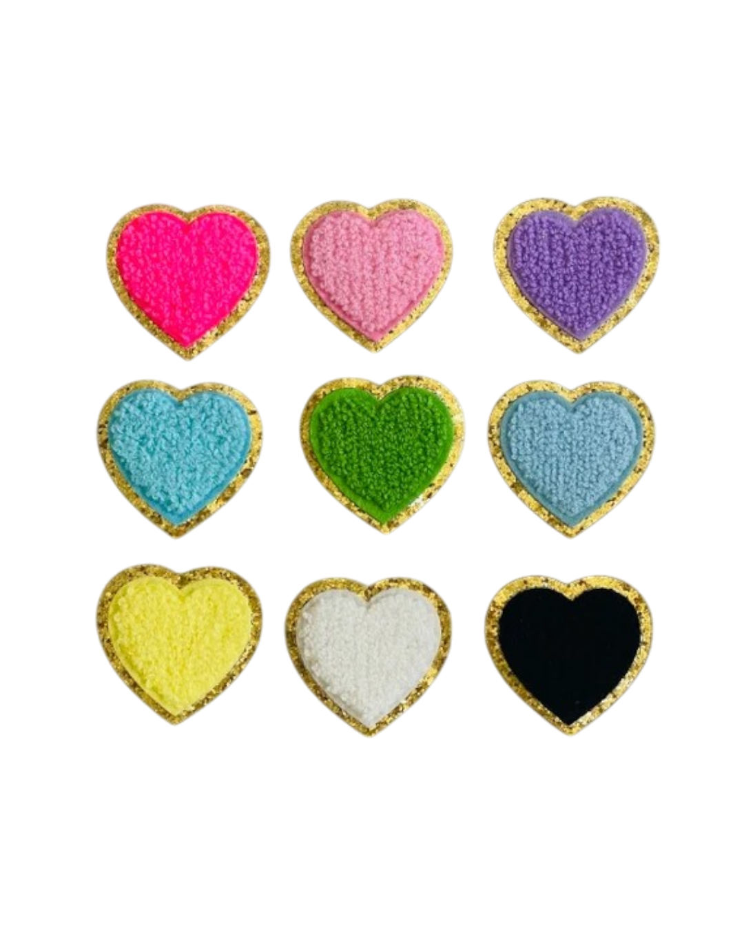 Glitter heart iron on chenille patches - Image 2