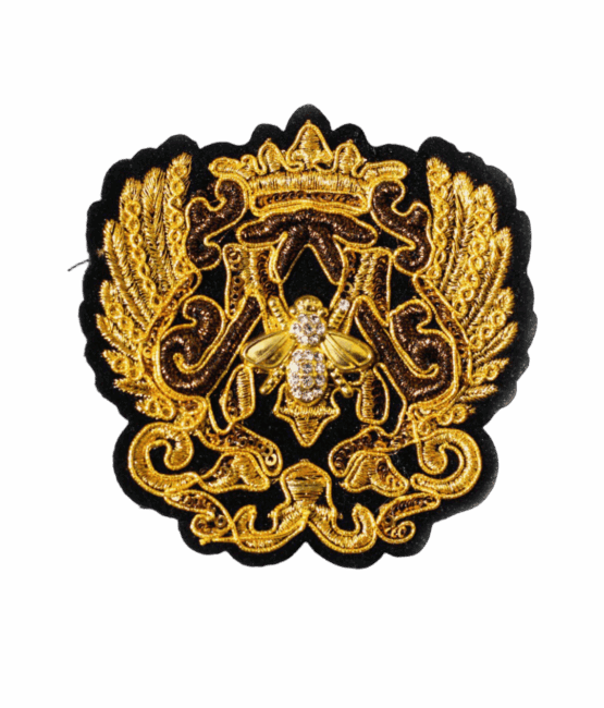 Gold bee badge embroidered patch