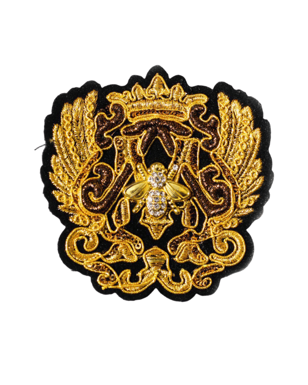 Gold bee badge embroidered patch