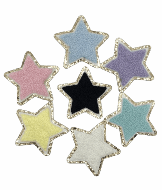 Glitter Star iron on chenille patches