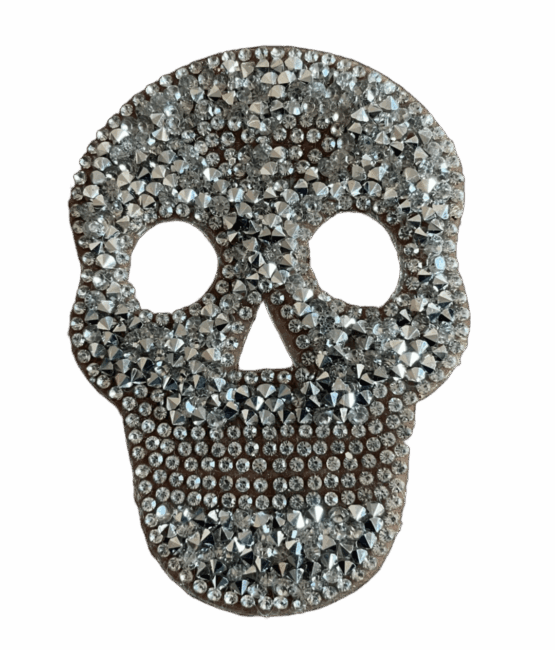 Silver skull rhinestone iron on patches
