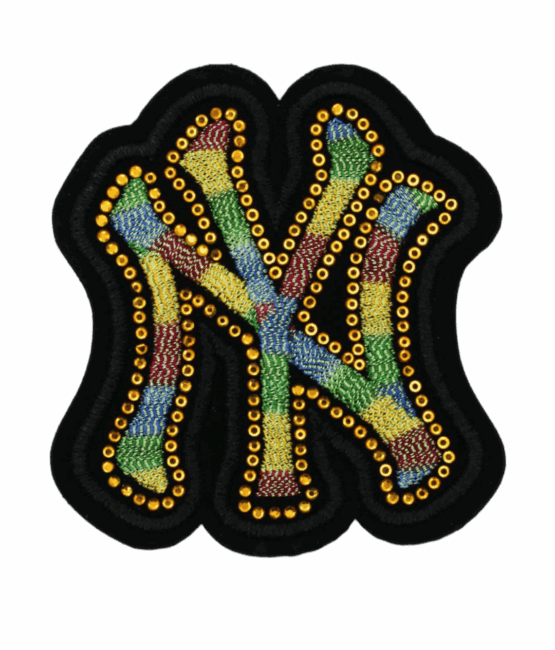 Rhinestone colorful NY embroidery patches
